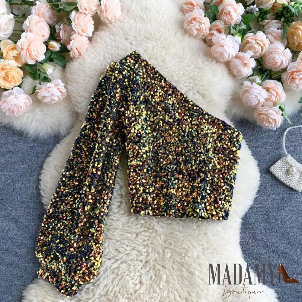 Blusa Madamy Fluorita Dourado / Único