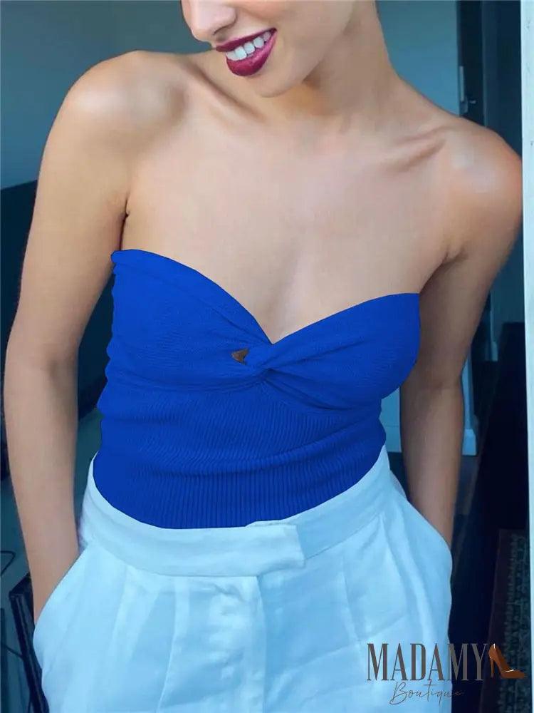 Blusa Tricot Tomara Que Caia Azul Marinho / P