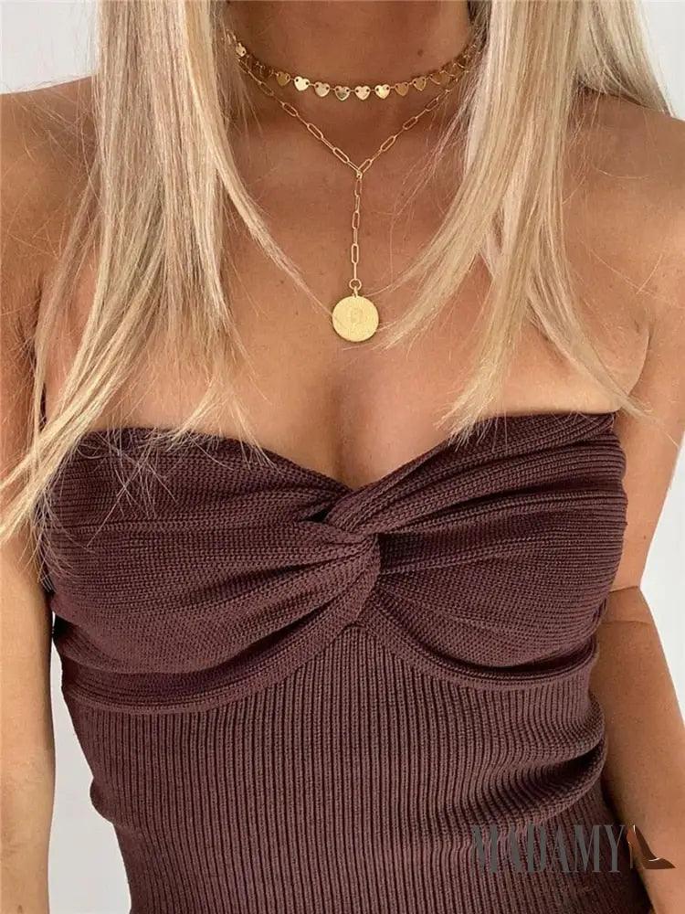 Blusa Tricot Tomara Que Caia Marrom / P
