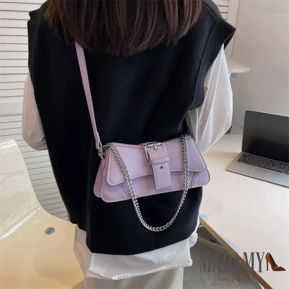 Solid color Women Chain Shoulder Side Bag Small PU Leather Handbag And Wallet Vintage Luxury Brand Lady Flap Crossbody