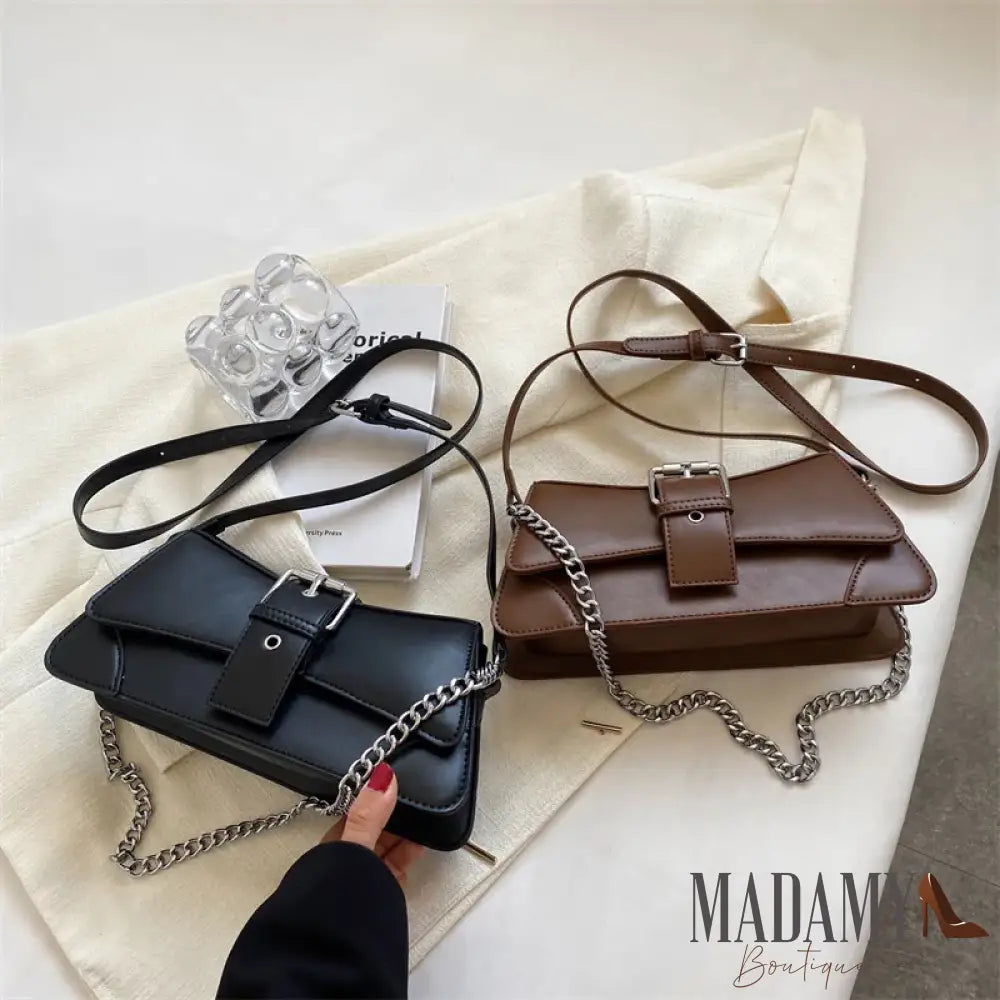Solid color Women Chain Shoulder Side Bag Small PU Leather Handbag And Wallet Vintage Luxury Brand Lady Flap Crossbody