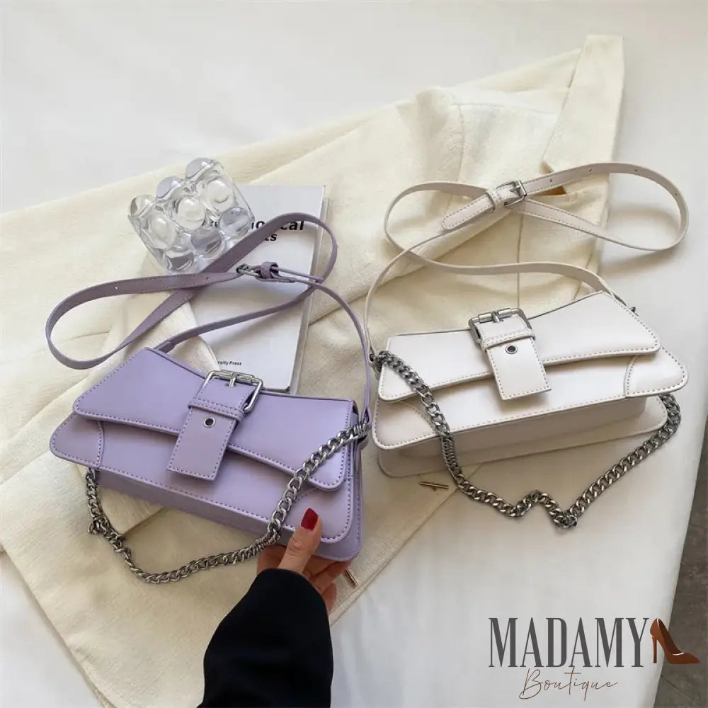 Solid color Women Chain Shoulder Side Bag Small PU Leather Handbag And Wallet Vintage Luxury Brand Lady Flap Crossbody