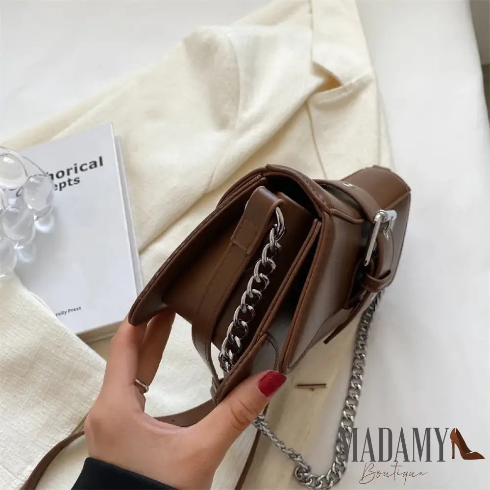 Solid color Women Chain Shoulder Side Bag Small PU Leather Handbag And Wallet Vintage Luxury Brand Lady Flap Crossbody