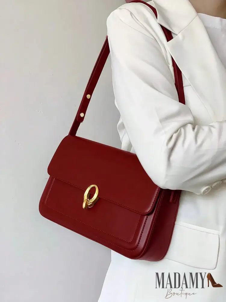 Retro women’s 2024 new high-end texture niche underarm bag crossbody shoulder bag Burgundy