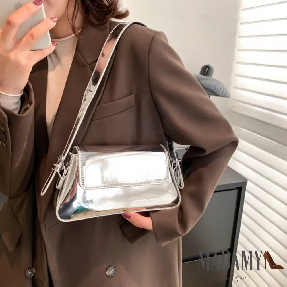 Luxury Designer Handbags for Women Laser Armpit Bag Brand Shoulder Bag Silver Chic Female Top Handle Bag Shopper Tote