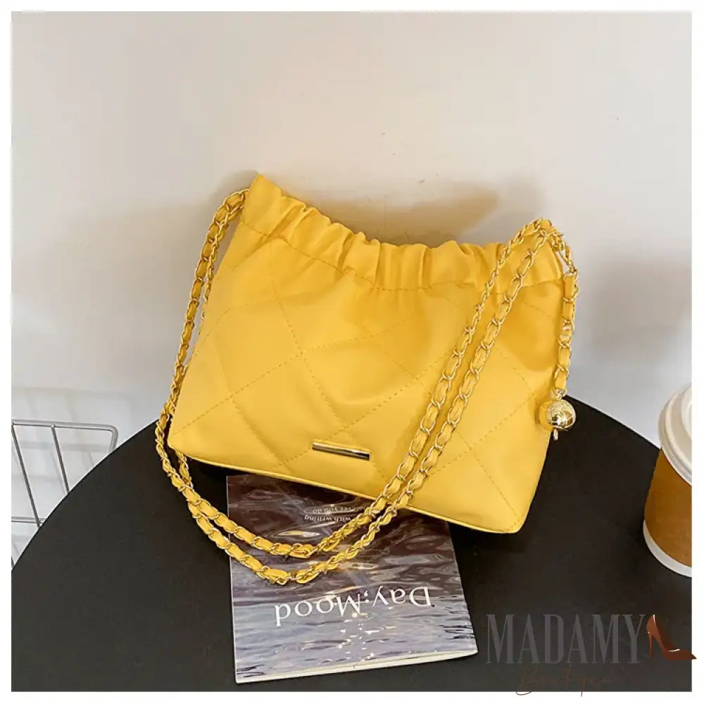 Fashion Pleated Design Plaid Pu Crossbody Bags For Women Casual Chain Strap Bucket Shoulder Bag For Commuting & Gift