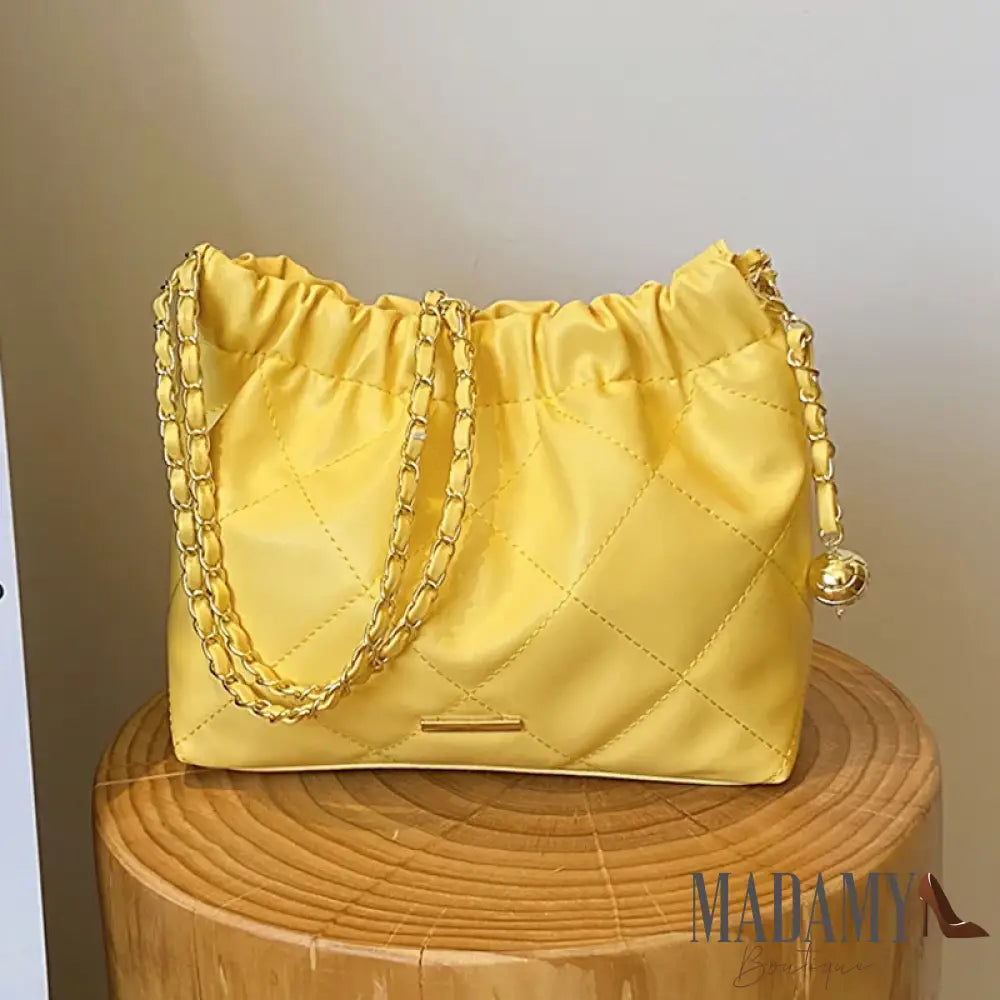 Fashion Pleated Design Plaid Pu Crossbody Bags For Women Casual Chain Strap Bucket Shoulder Bag For Commuting & Gift