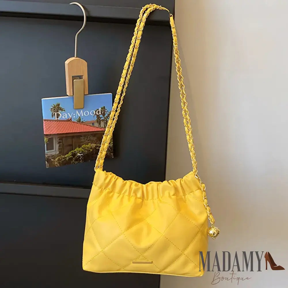 Fashion Pleated Design Plaid Pu Crossbody Bags For Women Casual Chain Strap Bucket Shoulder Bag For Commuting & Gift