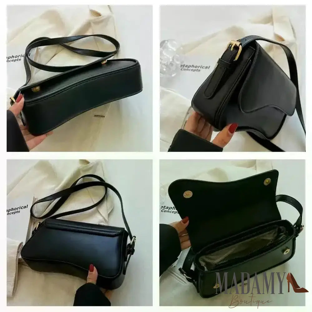 Vintage Leather Crossbody Bags for Women 2024 Designer Female Small Flap Shoulder Underarm Bag Armpit Handbags and