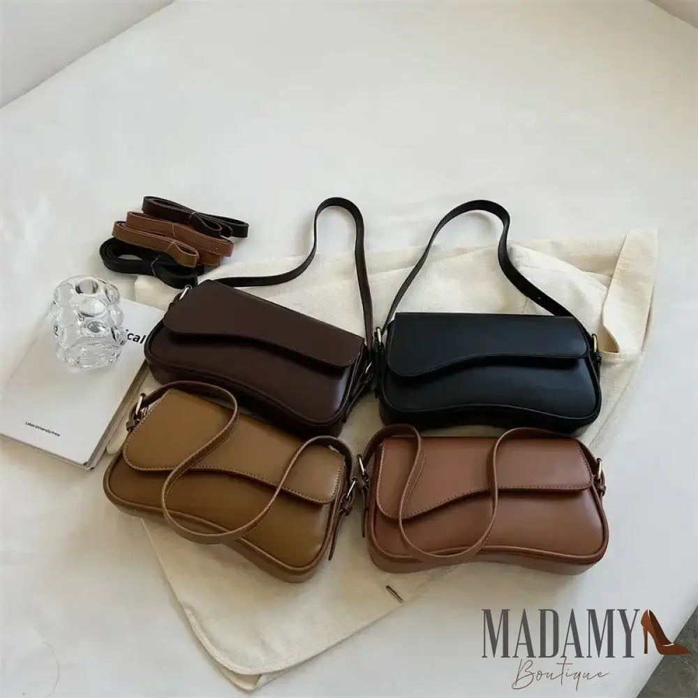 Vintage Leather Crossbody Bags for Women 2024 Designer Female Small Flap Shoulder Underarm Bag Armpit Handbags and