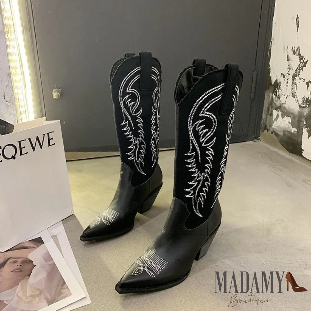 Bota Cowboy Cano Alto Salto Bloco - Blummer Store