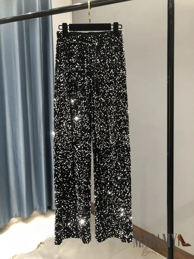 Calça Madamy Glow Preto E Prata