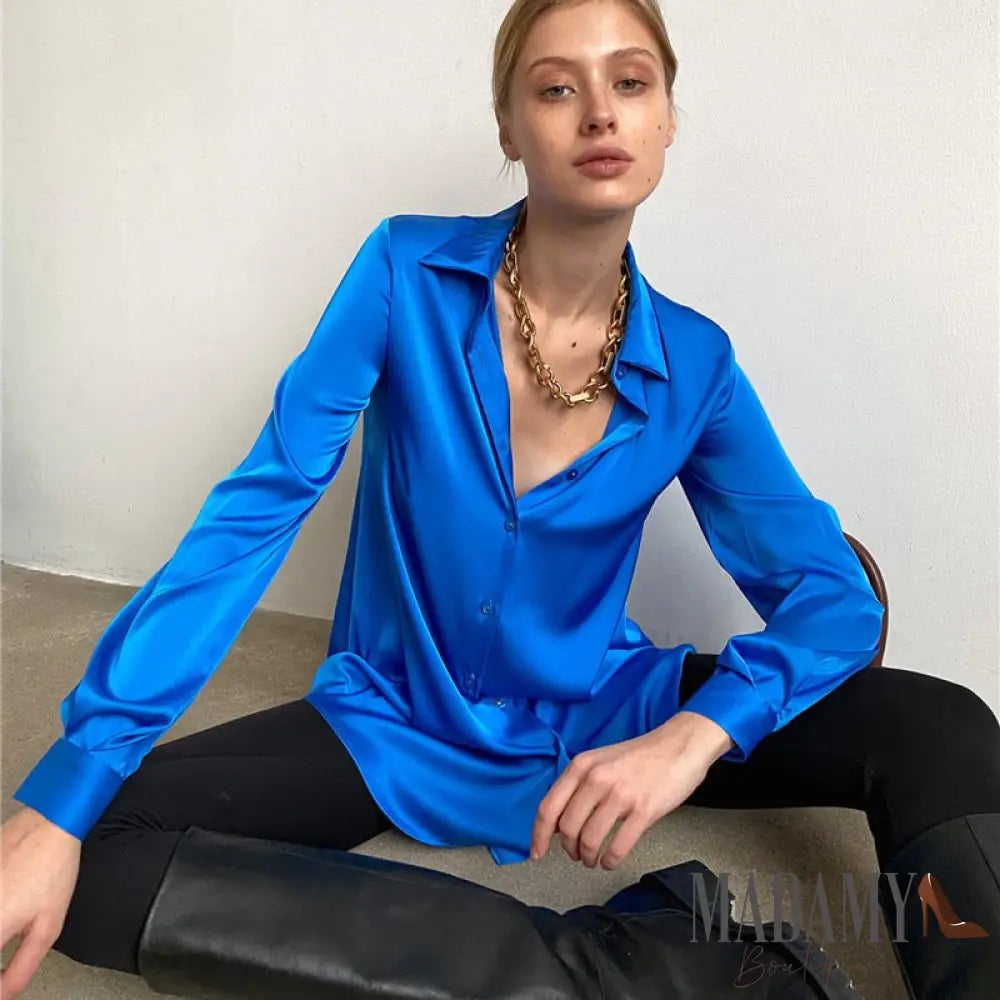 Camisete Cetim Azul / P