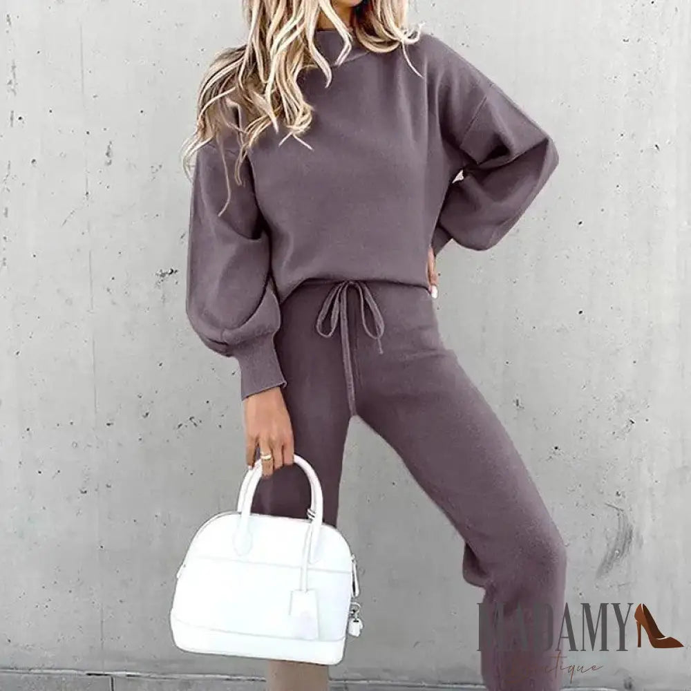 Conjunto de Moletom Lucila - LUV Mulher - IV016 - Conjunto de Moletom Lucila - Roxo Escuro - P -