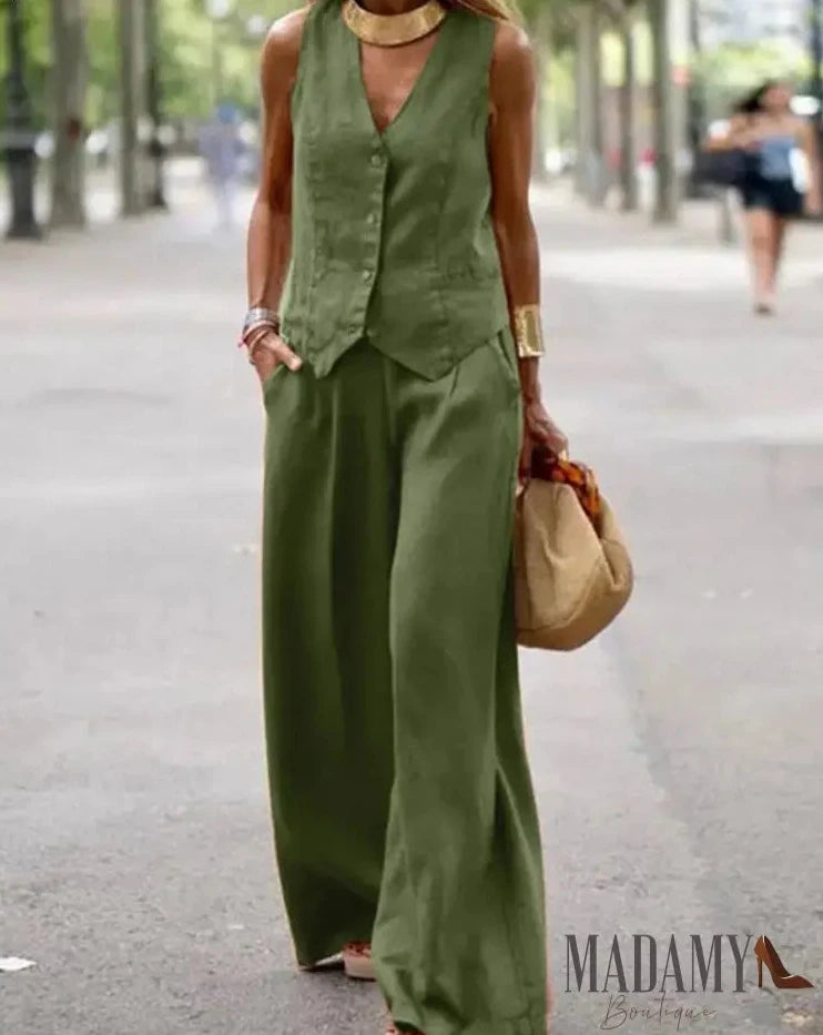 Conjunto Madamy Casual V-Neck