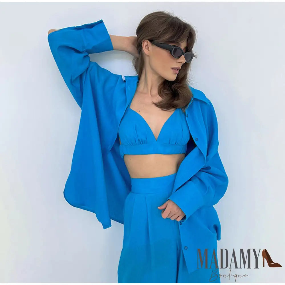 Conjunto Madamy Eudora - 3 Peças Azul / P