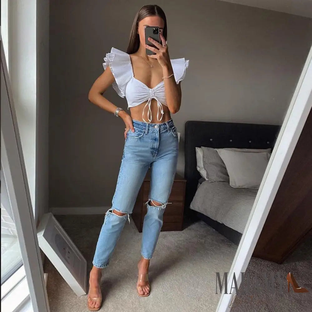 Cropped Babados Branco / P