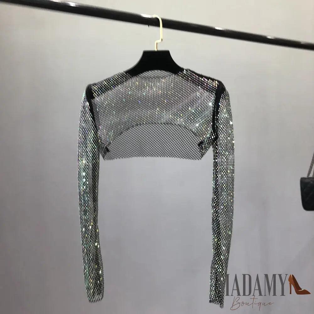 Cropped Madamy Strass Preto / Tamanho Único