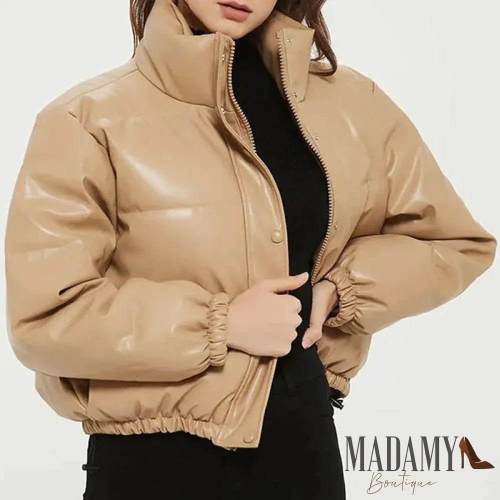 Jaqueta De Couro Puffer