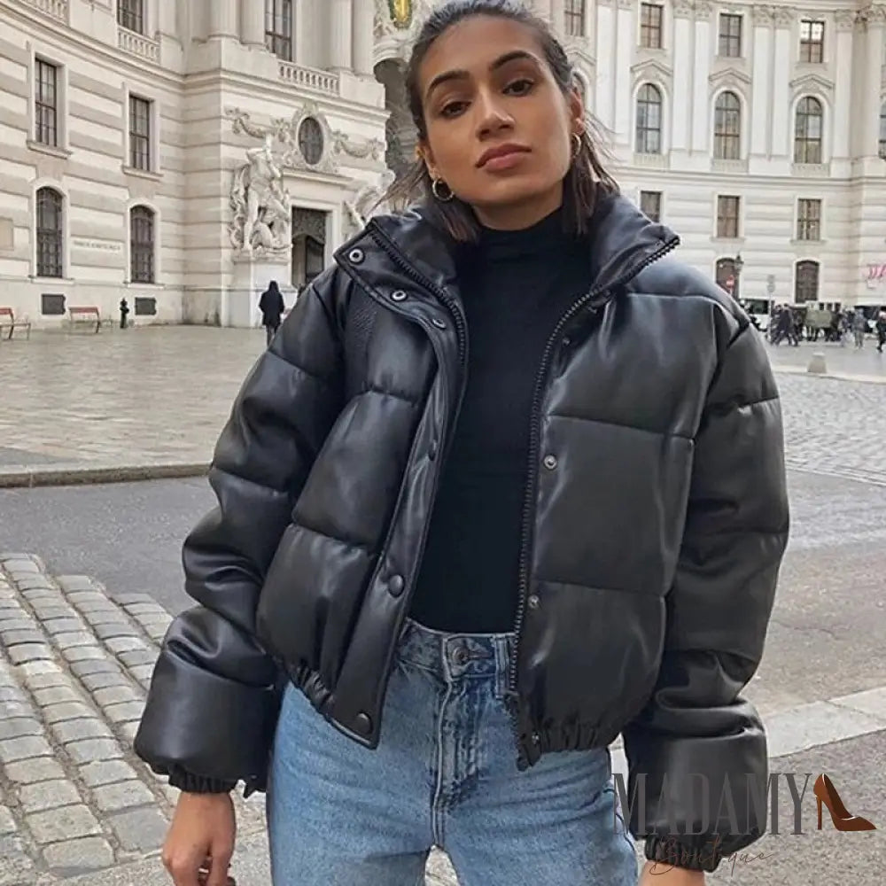 Jaqueta De Couro Puffer