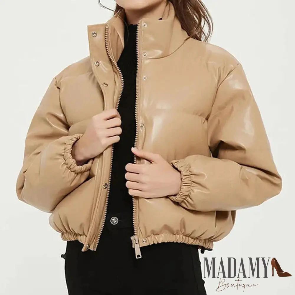 Jaqueta De Couro Puffer