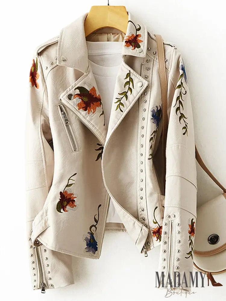 Jaqueta Madamy Flowers Bege / Pp