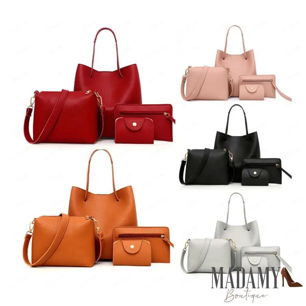 4 Pieces Women Bags Set Stylish Female Wallet Pu Leather Shoulder Messenger Tote Bag Fashion Decor Accessory Bags Women