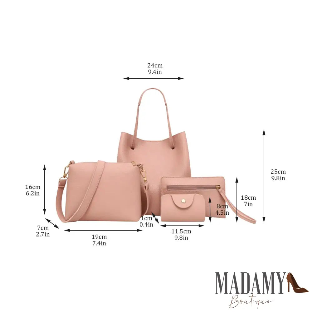 4 Pieces Women Bags Set Stylish Female Wallet Pu Leather Shoulder Messenger Tote Bag Fashion Decor Accessory Bags Women