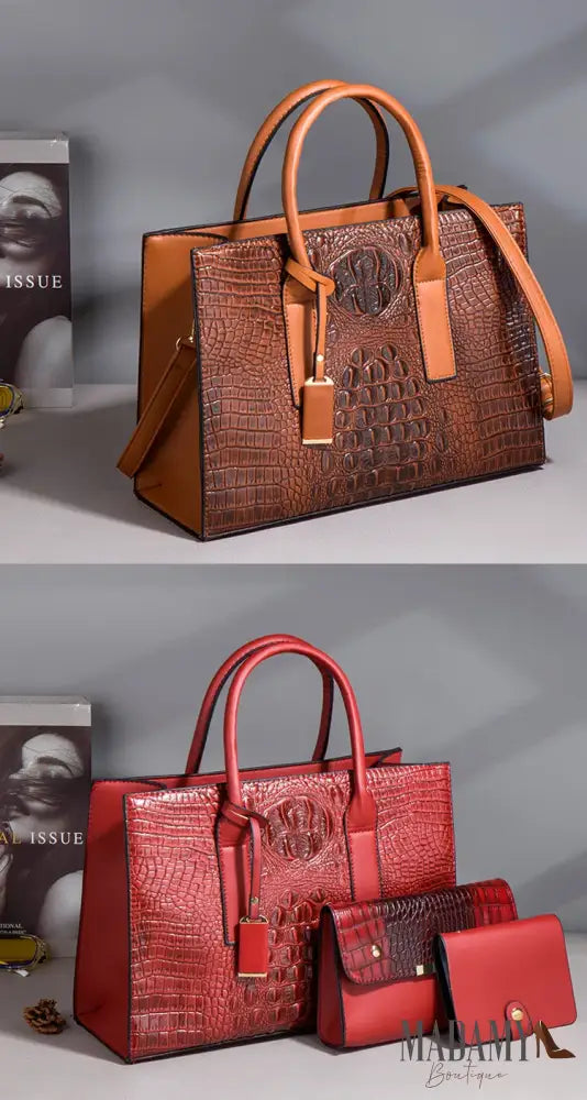 TRAVEASY 2024 New Crocodile Pattern Handbag Women PU Leather Vintage Style Shoulder Bag Large Capacity Laides Hand Bags