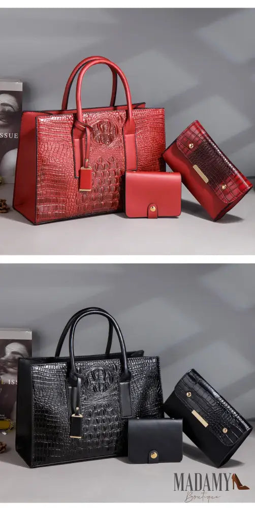 TRAVEASY 2024 New Crocodile Pattern Handbag Women PU Leather Vintage Style Shoulder Bag Large Capacity Laides Hand Bags