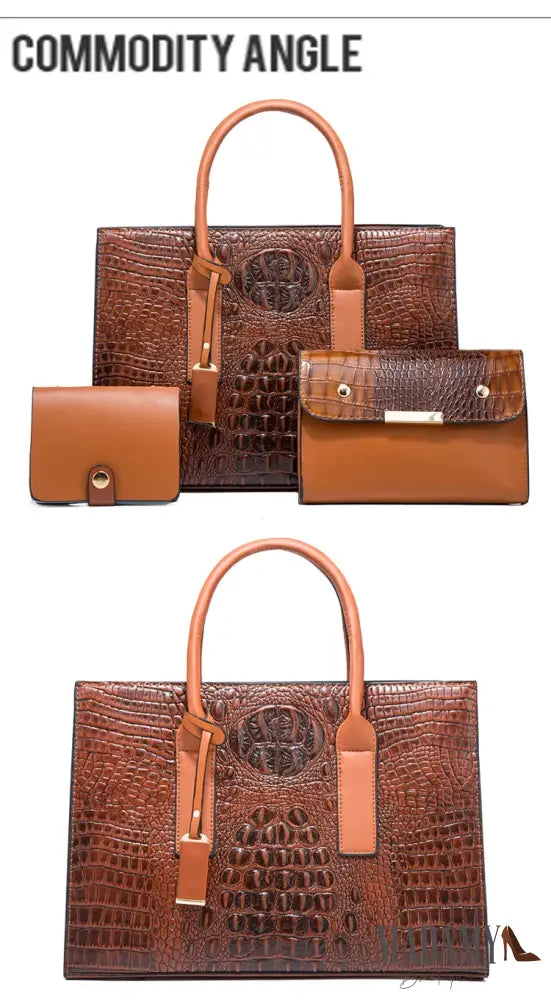 TRAVEASY 2024 New Crocodile Pattern Handbag Women PU Leather Vintage Style Shoulder Bag Large Capacity Laides Hand Bags
