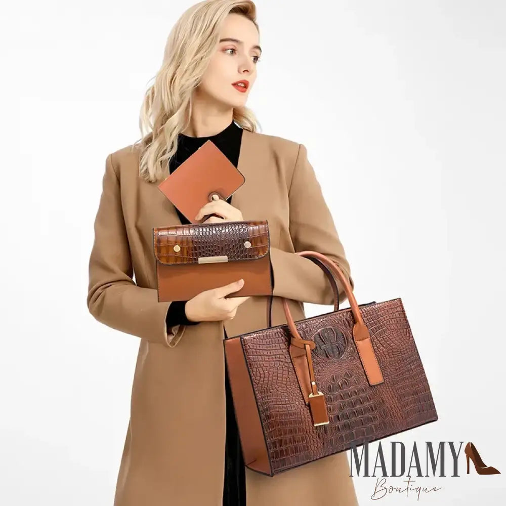 TRAVEASY 2024 New Crocodile Pattern Handbag Women PU Leather Vintage Style Shoulder Bag Large Capacity Laides Hand Bags