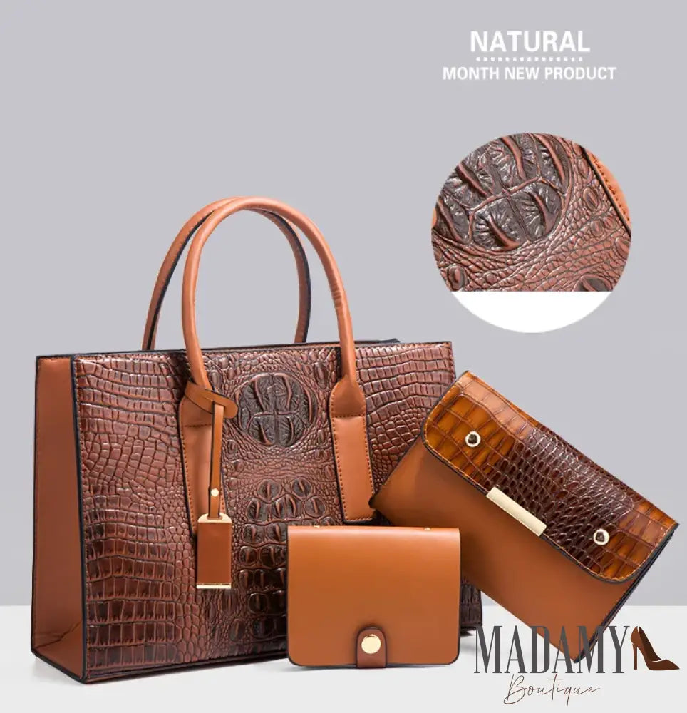 TRAVEASY 2024 New Crocodile Pattern Handbag Women PU Leather Vintage Style Shoulder Bag Large Capacity Laides Hand Bags