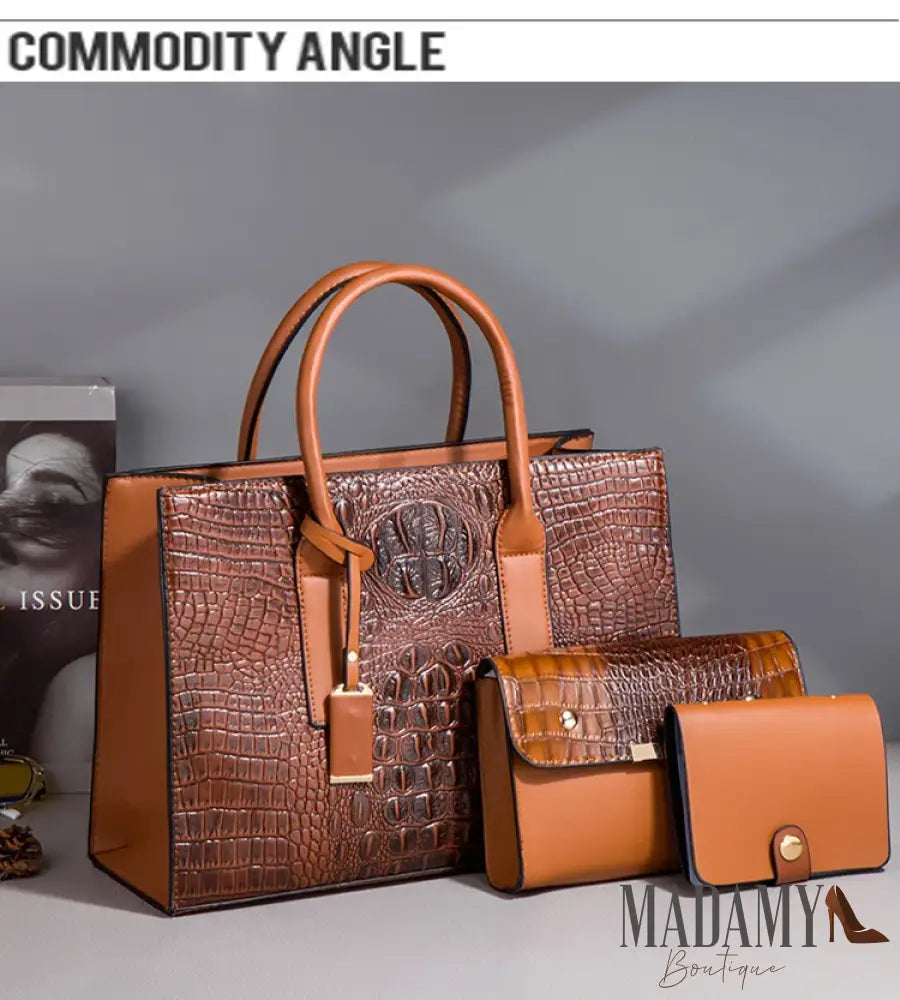 TRAVEASY 2024 New Crocodile Pattern Handbag Women PU Leather Vintage Style Shoulder Bag Large Capacity Laides Hand Bags