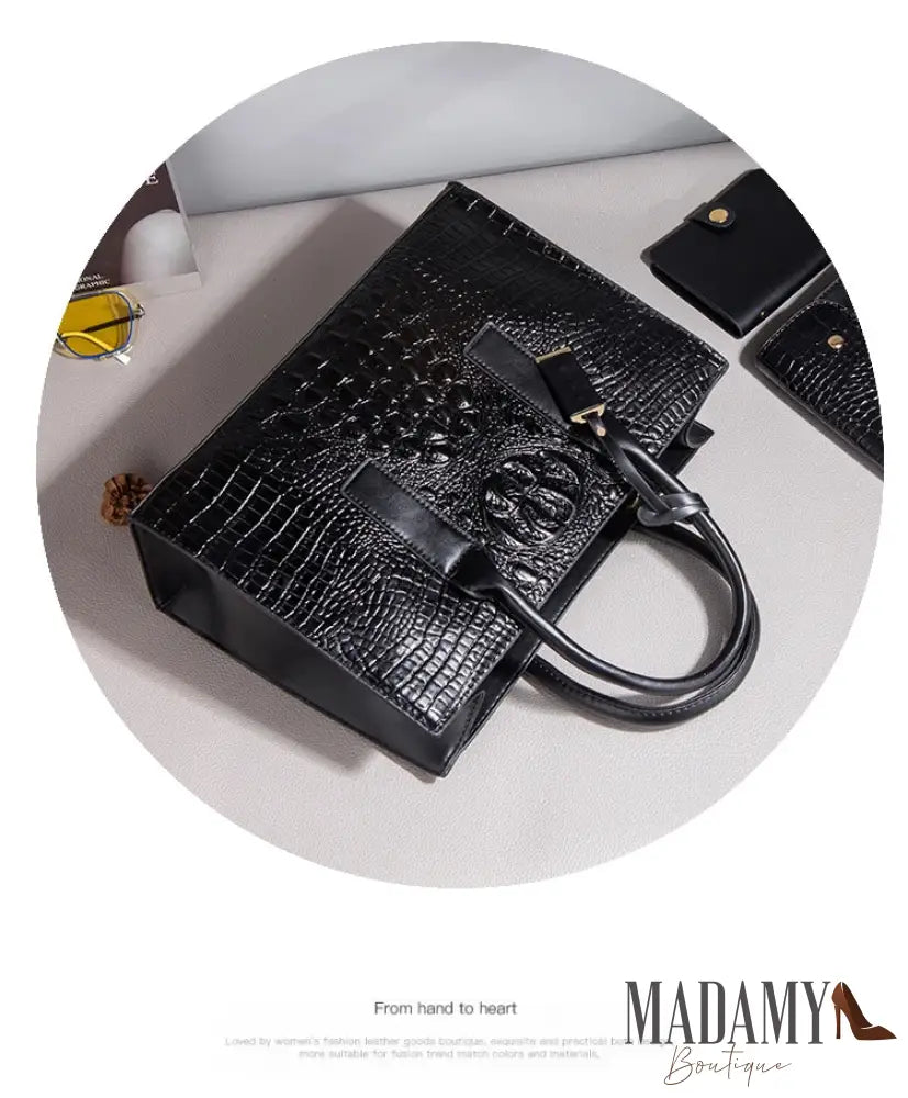 TRAVEASY 2024 New Crocodile Pattern Handbag Women PU Leather Vintage Style Shoulder Bag Large Capacity Laides Hand Bags