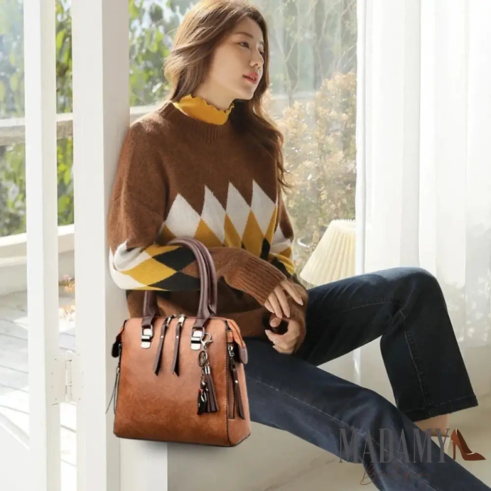 Female Composite Shoulder Bags 4 Pieces/set Luxury Handbags Women Vintage PU Leather Bags Tassel Designer Messenger Bags