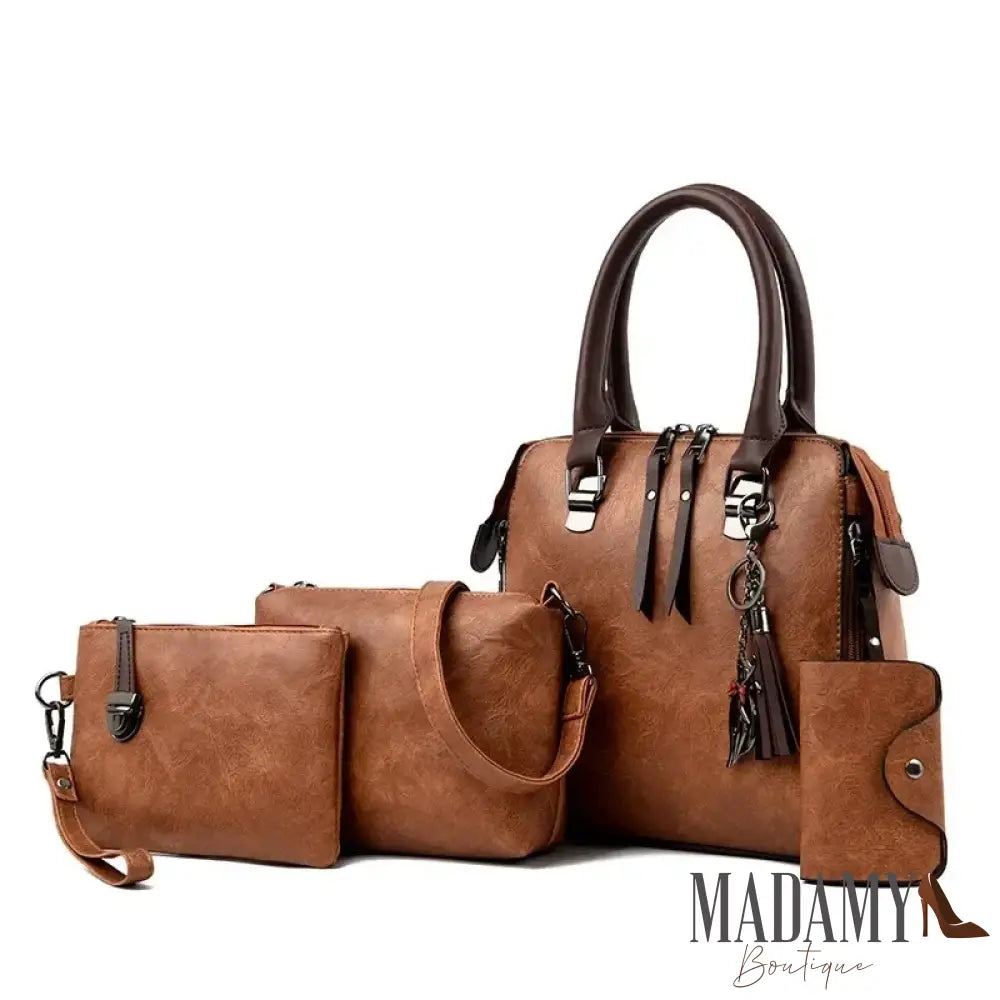 Female Composite Shoulder Bags 4 Pieces/set Luxury Handbags Women Vintage PU Leather Bags Tassel Designer Messenger Bags