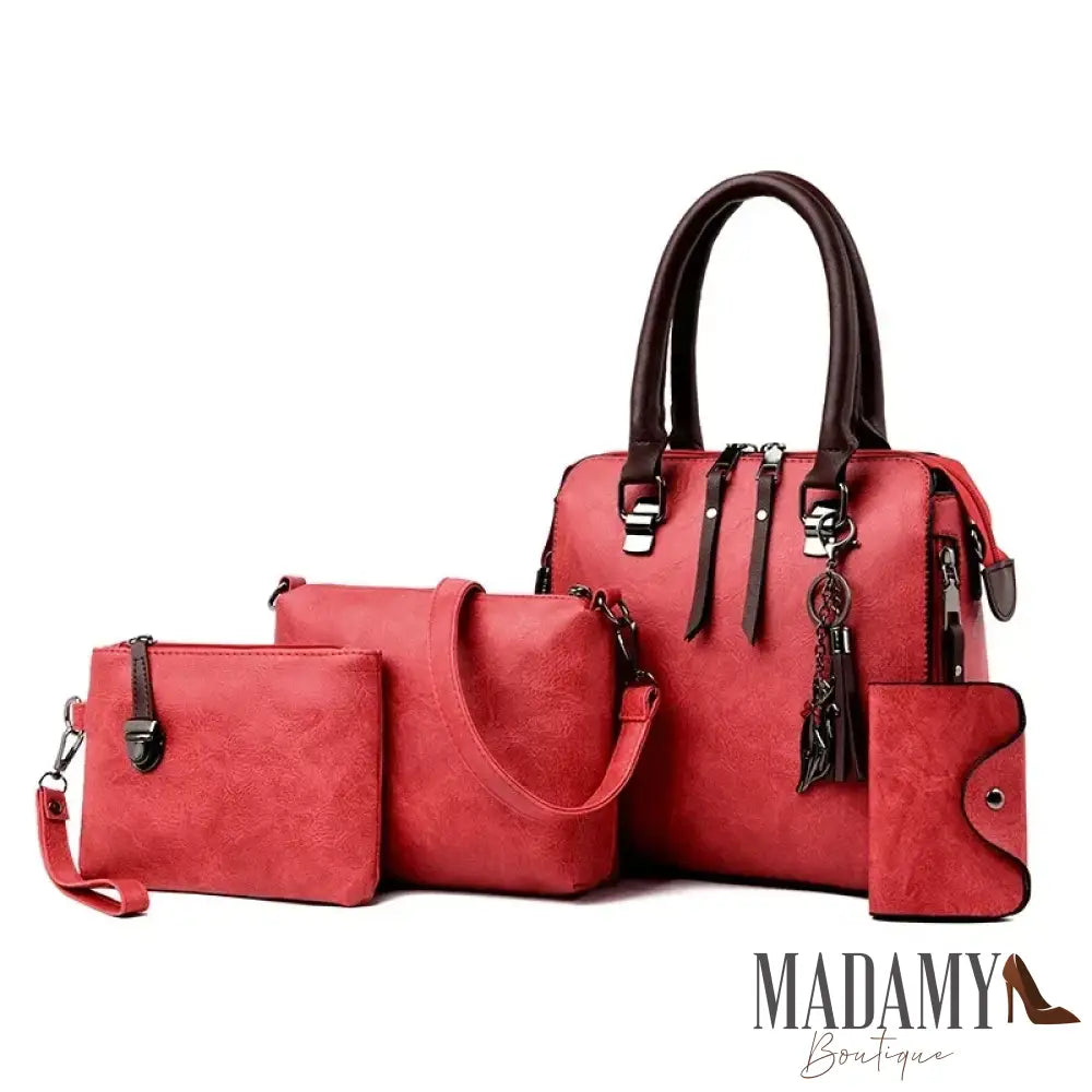 Female Composite Shoulder Bags 4 Pieces/set Luxury Handbags Women Vintage PU Leather Bags Tassel Designer Messenger