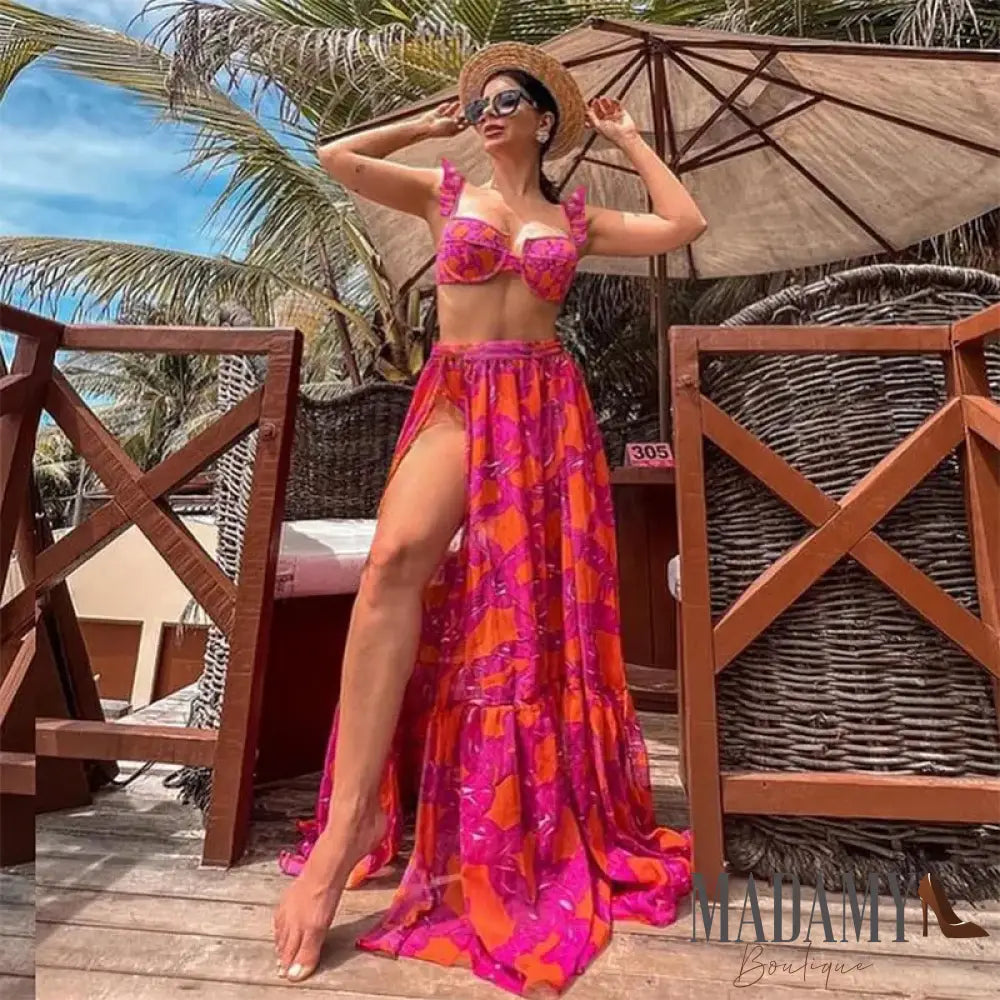 Swimsuit Women 2023 High Waist Bikinis Print Female Beachwear Bathing Swimwear
