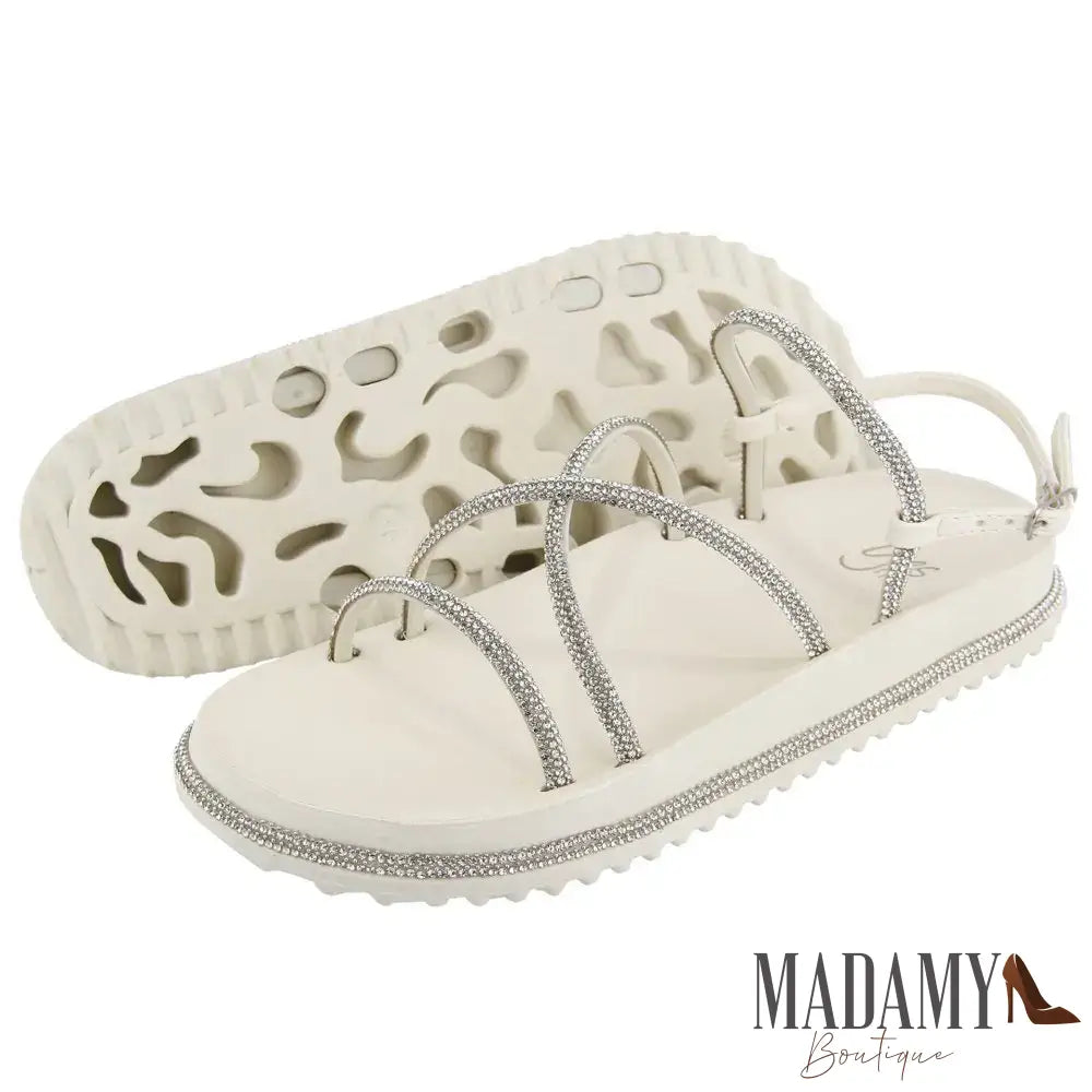 Sandália Papete Feminina Birken Tiras Strass Moda Pedraria Super Leve Confortável