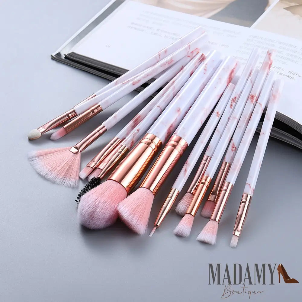 Pinceis De Maquiagem Profissional 15Pcs Rosa