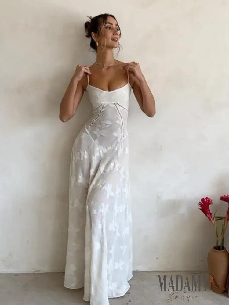 Elegant Floral Print Spaghetti Strap Maxi Dress Fashion Chest Wrap Back Bandage Floor Length Dresses